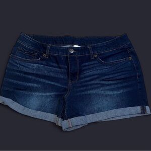 Time and Tru Dark Blue Rolled Hem Denim Shorts